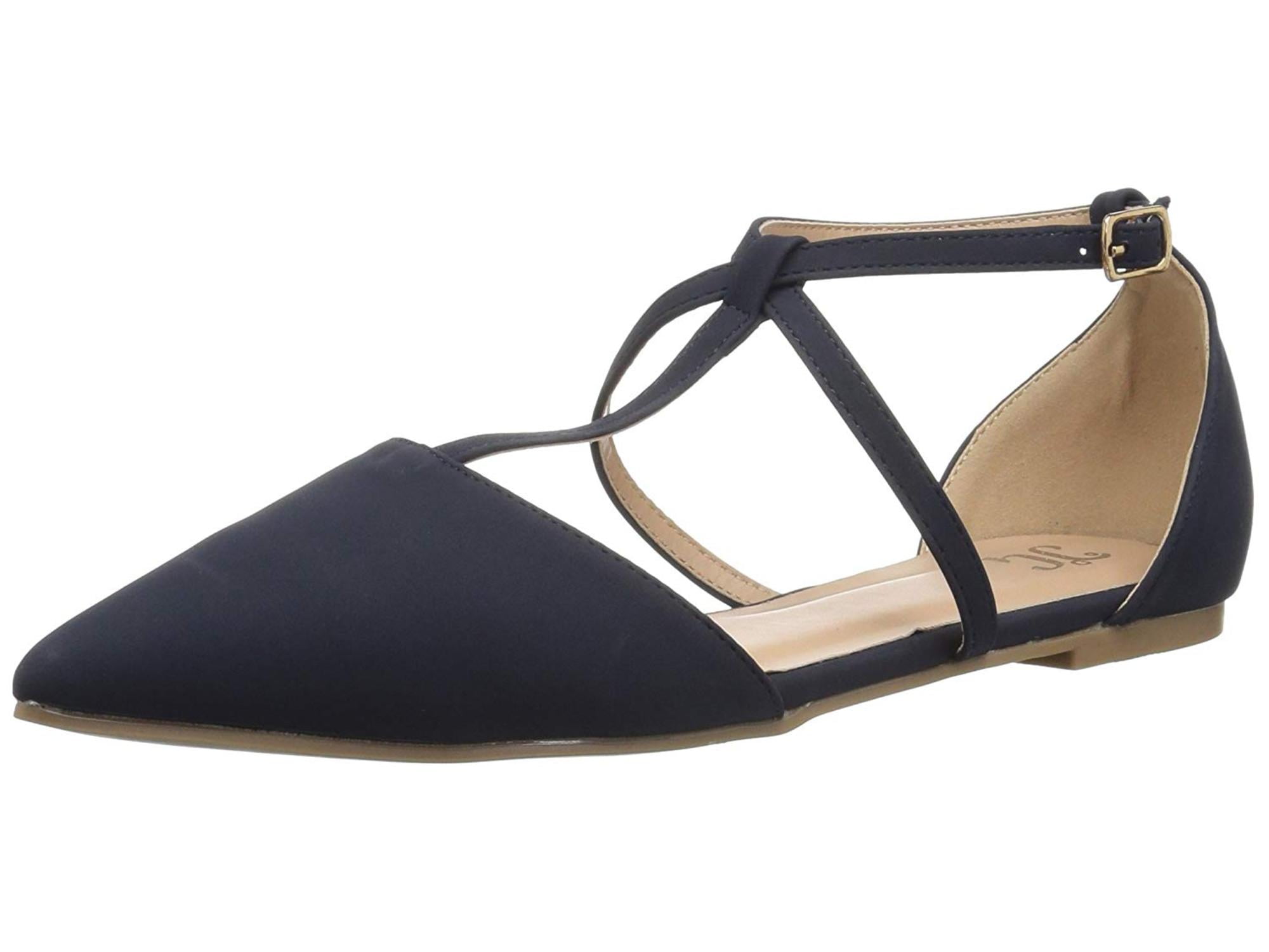 Brinley Co Womens Keiko Closed Toe Ankle Strap Slide Flats