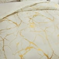 thumbnail image 6 of Modern Metallic Print Duvet Set Gold Foil Printed Duvet Cover Set Twin Size Duvet Cover with 2 Pillowcase, Beige, 6 of 6