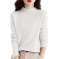 thumbnail image 2 of Comdrip Womens Sweaters Pullovers, Women's Round Neck Loose Versatile Solid Color Long Sleeve Pullover Chunky Knitted Sweater Comfy Sweaters for Women White 2XL, 2 of 9