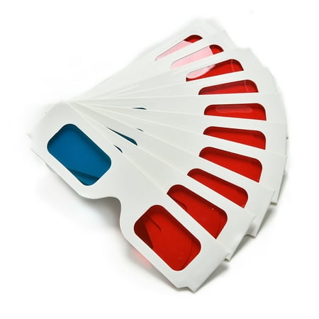 10PCS Universal Anaglyph Cardboard Paper Red Blue Cyan 3D Video Glasses
