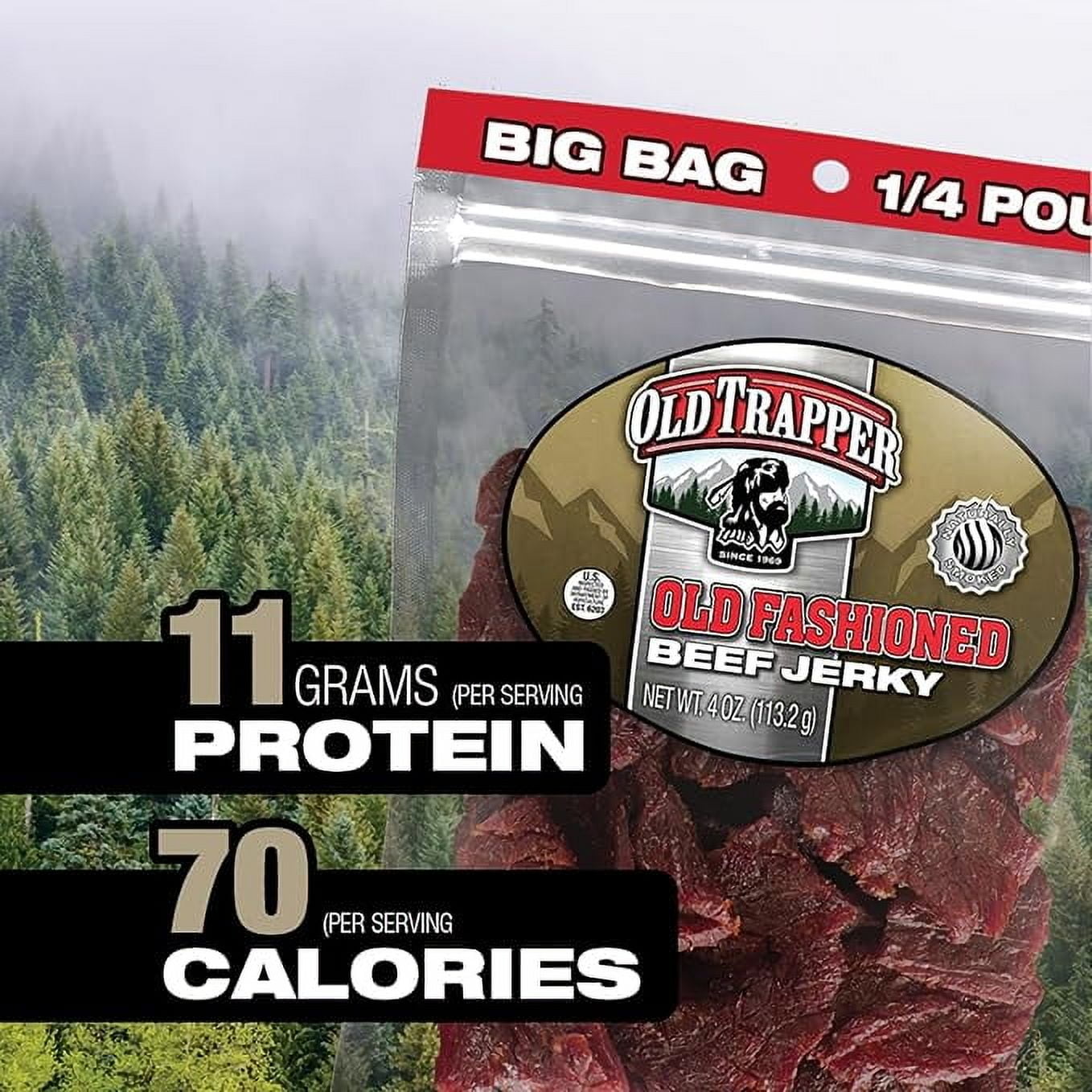 (3 pack) Old Trapper Beef Jerky, Old Fashioned Flavor, 4oz Resealable Package