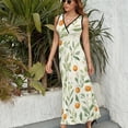 thumbnail image 5 of Orange Blossoms Leafy Cream Pattern Sleeveless Dress Summer Women Clothes Dress for Pregnant Women Dresses, 5 of 9