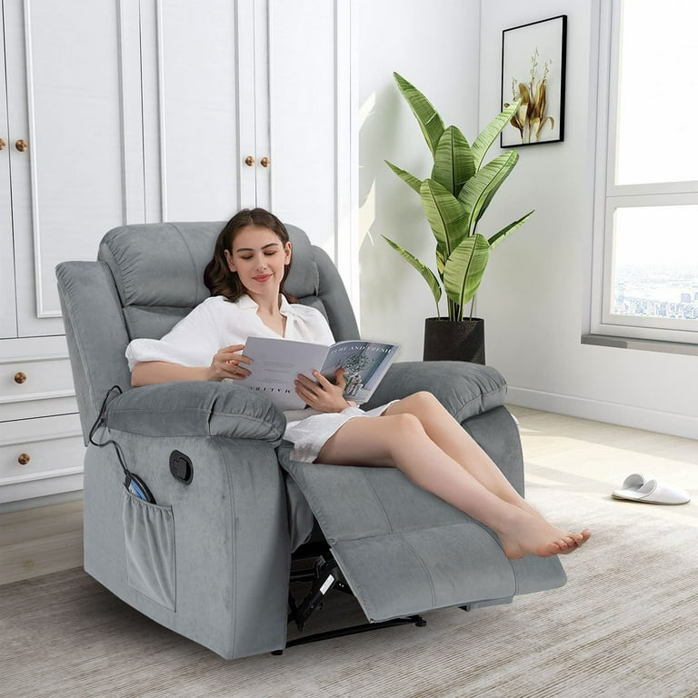Large Recliner Chair Massage Chair Recliner with Massage and Heating Function Grey