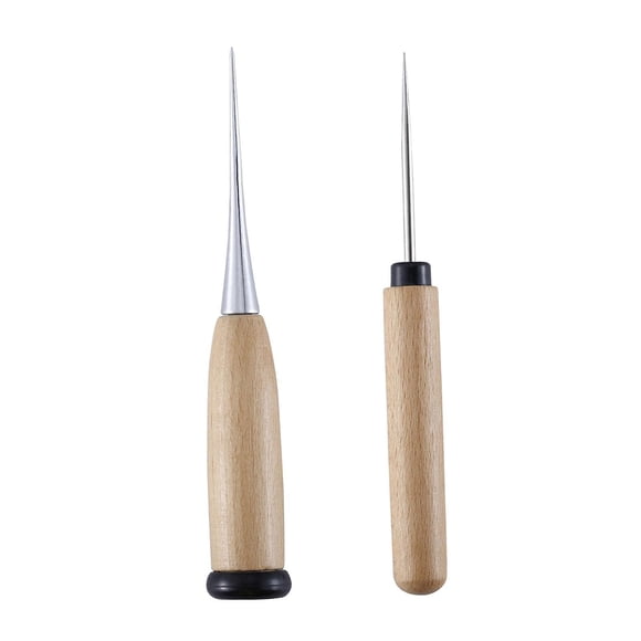 Set Of 2 Wooden Handle Sewing Awl Awl Punch Kit Sewing Awl, Solid Awl Tool For Diy Crafts