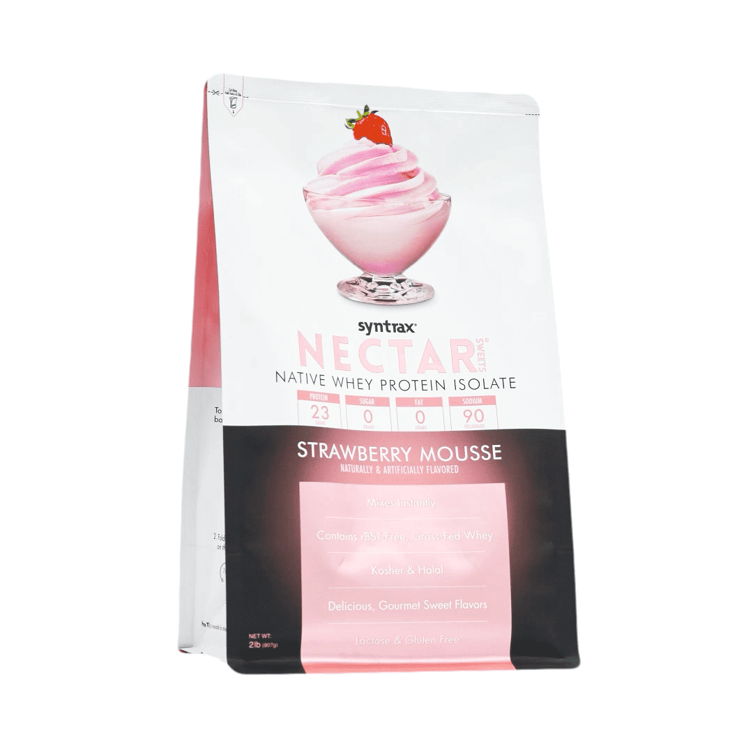 Syntrax Nectar Sweets, Strawberry Mousse, 2 lbs. Native Whey Protein Isolate Powder, offers a Gourmet Sweets Flavor