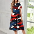 thumbnail image 4 of Mother'S Day Outfit For Women, American Flag T Shirt Long Dresses Casual Cotton 4Th Of July Patriotic Short Sleeve Round Neck Pocket Dress Plus Size Sequin Dress Halter Dresses (L, Red) ZMTing, 4 of 5