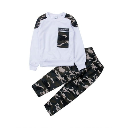 

2PCS Kids Baby Boy Girl Camouflage Suit Toddler Top Shirt Boy Long Pants Tracksuit Sport Clothes Set Outfit