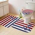 thumbnail image 2 of Anchor Red Bath Mat 3 Piece Bathroom Rug Set, Modern Navy Blue White Striped Nautical Non Slip Bath Rug Contour Mat and Toilet Lid Cover, Absorbent Shower Mats Soft Bath Rugs and Mats Sets, 2 of 8