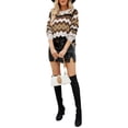 thumbnail image 3 of Gzhioc Women Fluffy Knit Sweater Casual Diamond Plaid Print Long Sleeves Pullover Knitwear Tops Streetwear,S/M/L/XL, 3 of 9