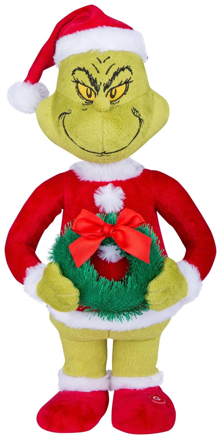 Small Side Stepper-Grinch in Santa Suit w/Wreath-Dr. Seuss