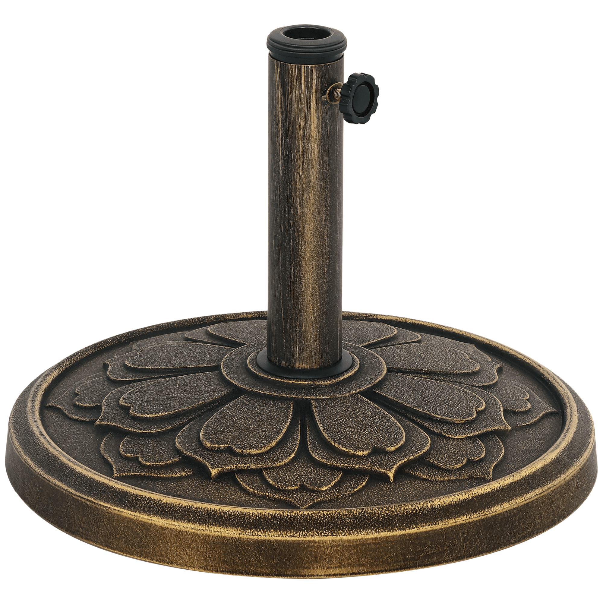 Outsunny Round Patio Umbrella Base, 26 lbs Resin Umbrella Stand Base, Patio Umbrella Stand for 1.3"/1.5"/1.9" Poles for Outdoor Lawn Poolside, Bronze