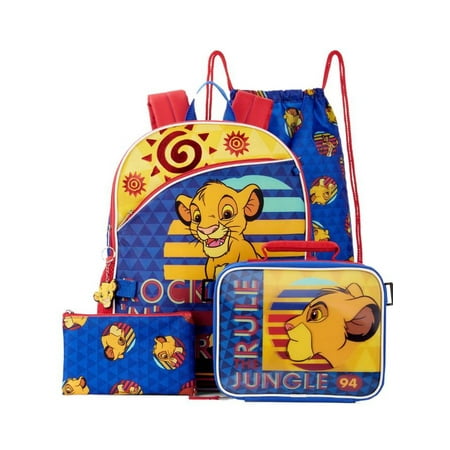 Disney Lion King Backpack & Lunch Box 5 Piece Set, School Bookbag