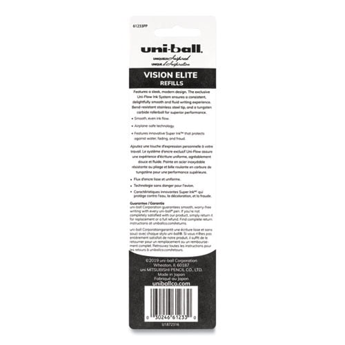 "Refill For Vision Elite Roller Ball Pens, Bold Conical Tip, Black Ink, 2/pack | Bundle of 2 Packs"