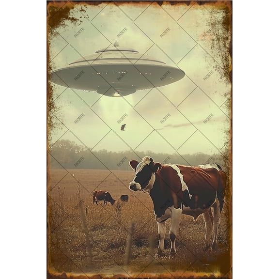 Noete Vintage Funny Cow Metal Tin Sign 8x12 Inch Rustic Wall Decor for Home, Office, Bar & Cattle Bathroom Sign Retro Chic Art Poster for Living Room, Bedroom, Garage