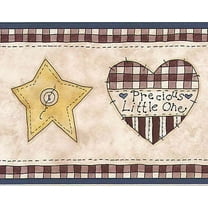879717 Narrow Country Folkart Hearts & Stars Wallpaper Border GB90021b
