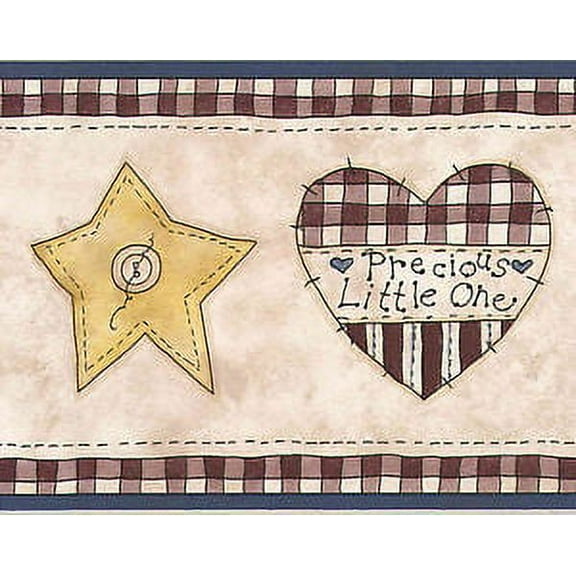 879717 Narrow Country Folkart Hearts & Stars Wallpaper Border GB90021b