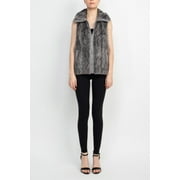 Catherine Malandrino Mock Neck Sleeveless Zip Up Faux Vest-GREY / S