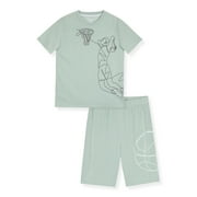 Sleep On It Boys 2-Piece Short-Sleeve Jersey Pajama Shorts Set - Baller , 12-14