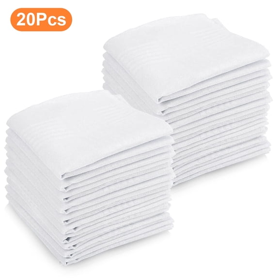 20pcs Soft Cotton Handkerchiefs,Men's Classic Stripe Hankies,15''x15'' Pocket Square for Gentleman