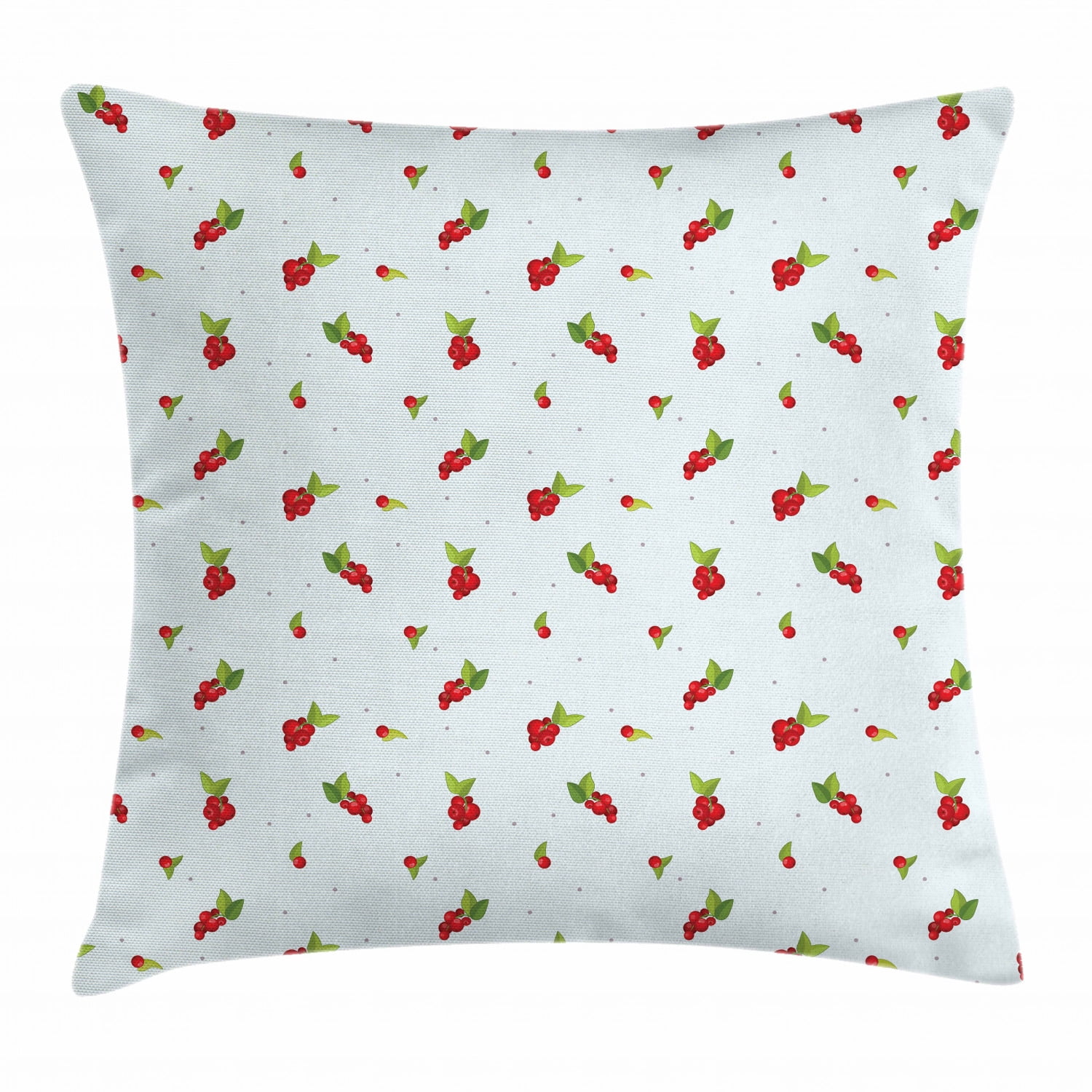 Cranberry Throw Pillow Cushion Cover, Cute Berry Branches on Soft Toned