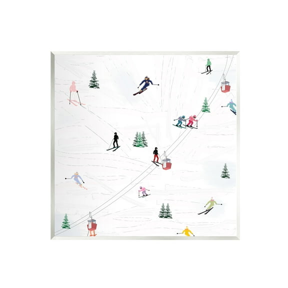 Stupell Industries People on Ski Slopes Sports Painting Unframed Art Print Wall Art, 12 x 12