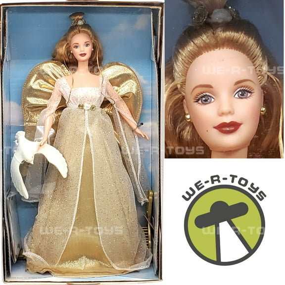 Barbie Angelic Blonde Doll, Special Edition 1999, Light Skin, Clear Eyes, White and Gold Gown