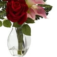 thumbnail image 3 of Nearly Natural Rose and Calla Vase Artificial Flower Arrangement in Pink, 3 of 4