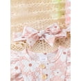 thumbnail image 4 of Bagilaanoe Newborn Baby Girl Summer Rompers Floral Print Fly Sleeve Bodysuits + Headband 3M 6M 9M 12M 18M Infant Ruffles One Piece Jumpsuit, 4 of 9