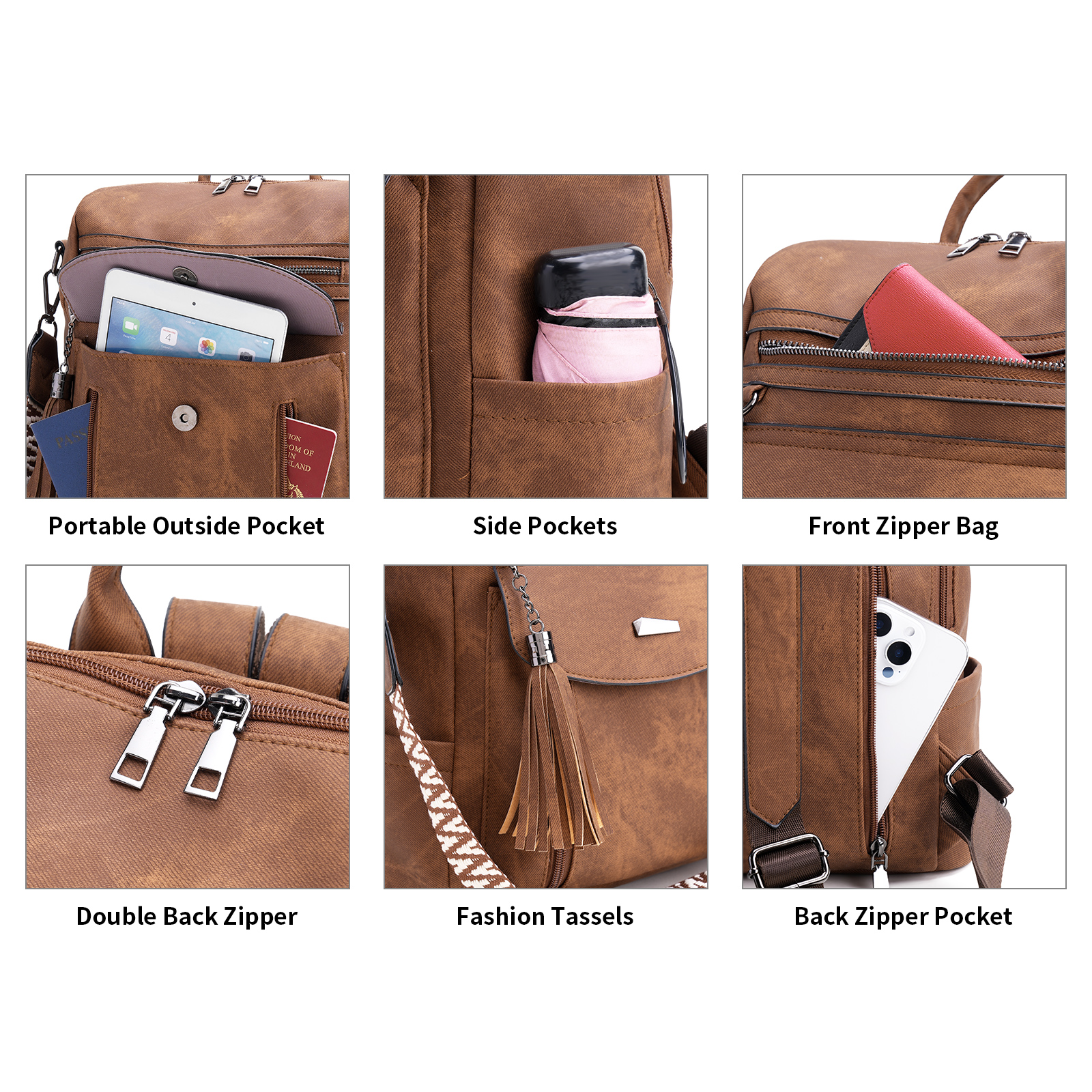 Goiacii Leather Backpack Purse for Women photo 4