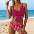 thumbnail image 2 of DHFJKG Women Swimsuits Floral Print Bowknot Two Piece Swimwear Bikini Top With High Waist Briefs Bottoms Tummy Control Bathing Suit Summer Trendy Beachwear, 2 of 4