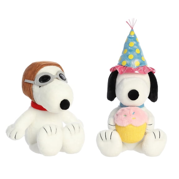 Aurora Peanuts 12" Plush Bundle, Birthday Snoopy and Flying Ace Snoopy