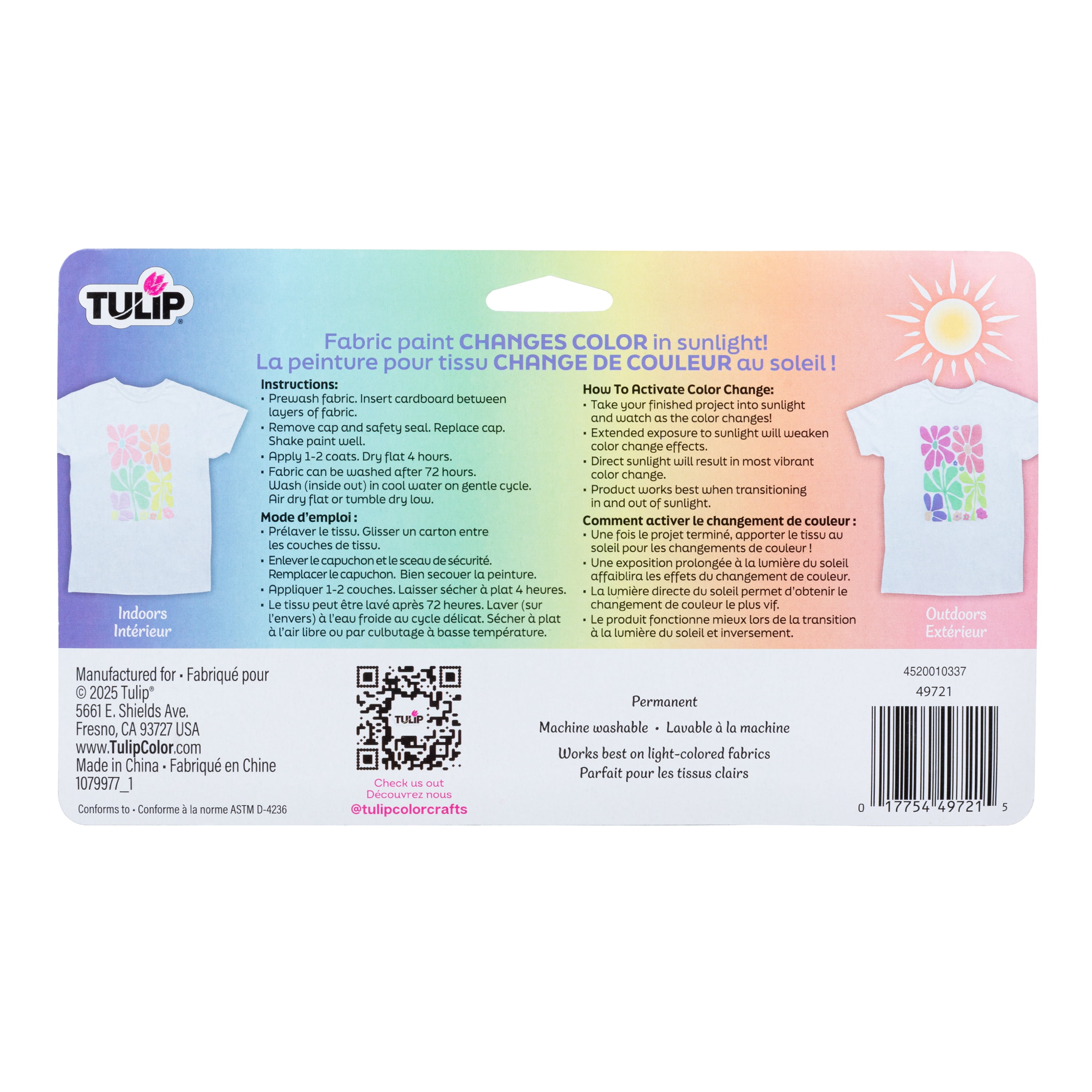 Tulip Color Change Fabric Paint Pack, Sunlight Activated, 8 Paint Bottles
