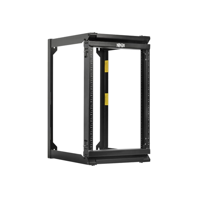 Tripp Lite SmartRack 16U Wall-Mount 2-Post Open Frame Rack, Hinged Front, Heavy Duty - Rack open frame - heavy duty - 2-post - wall mountable - black - 16U - 19"