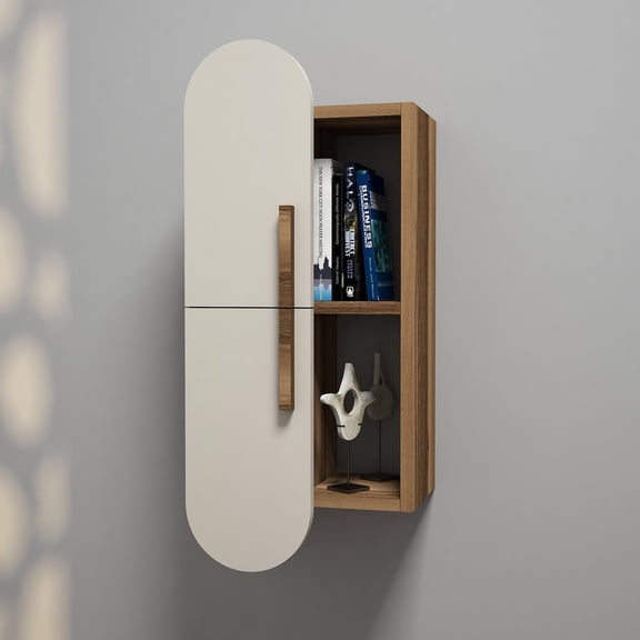 Hommy Craft - Rose, 1 Piece, Walnut, Cream Wall Shelf