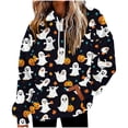 thumbnail image 3 of Frostluinai Womens Oversized Sherpa Pullover Hoodie with Pockets Fuzzy Fleece Sweatshirt Halloween Ghosts Pumpkin Print Fluffy Hooded Sweatshirts, 3 of 7
