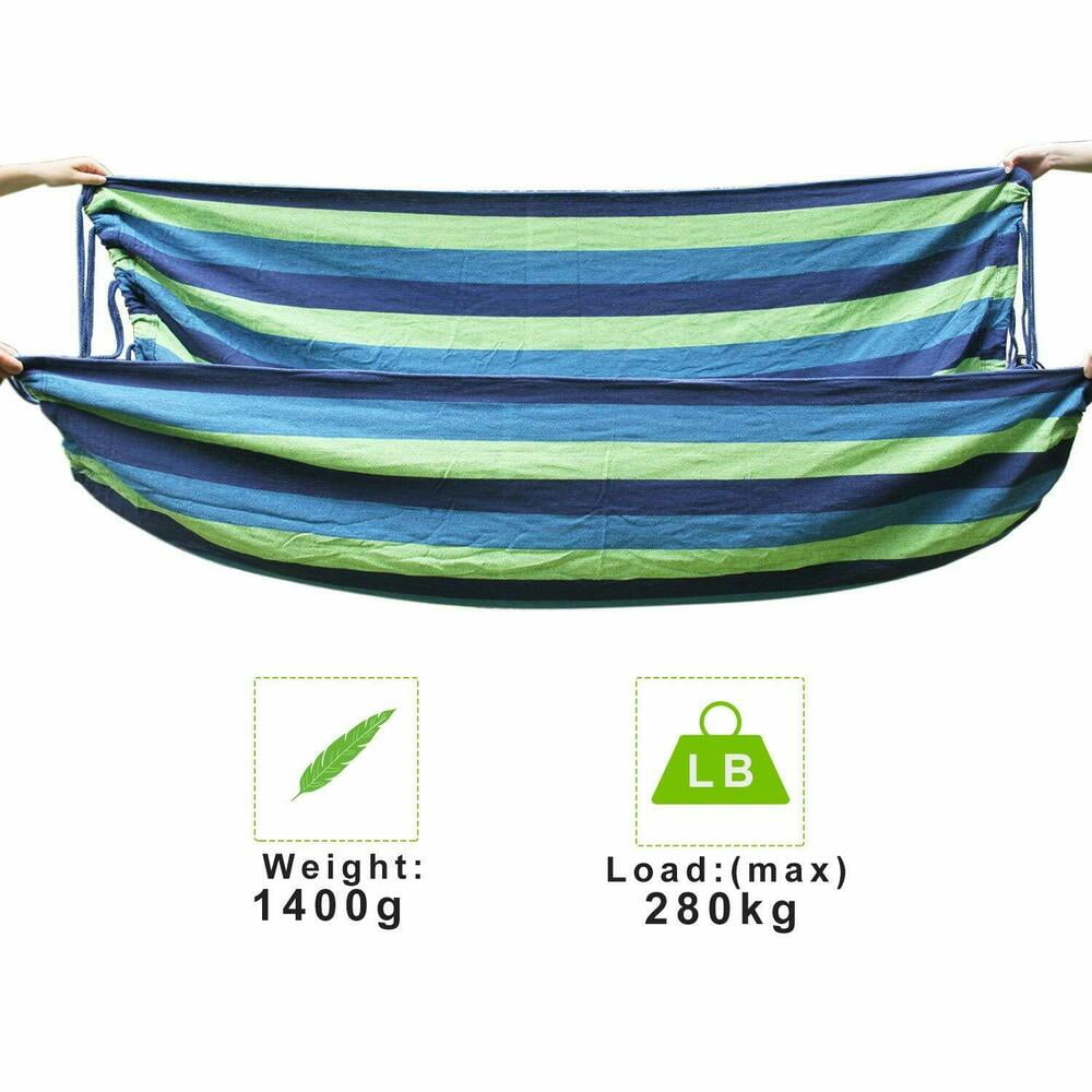 YouLoveIt Portable Camping Hammock 2 Person Cotton Hammock Travel Outdoor Tree Hammock Durable Canvas Fabric Hammock with Carrying Bag for Travel, Beach, Backyard, Camping