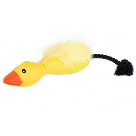 Throw-A-Duck Dog Toy Squeaky Puppy Squeak Zippy Squeakie Rope Plush