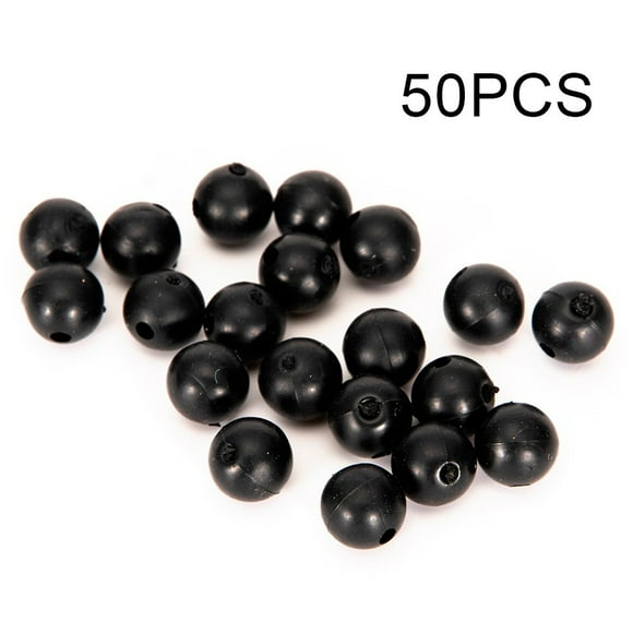 Splihome 50Pcs Carp Fishing Beads Round Soft Rubber Floating Shock Rig Bead 6/8Mm Black