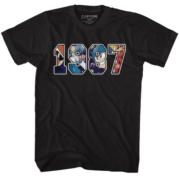 Mega Man 1987 Black Adult T-Shirt
