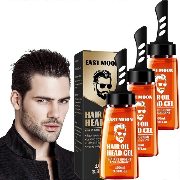 Gel fijador para hombre 2 en 1 con peine incorporado, cera capilar de fijación fuerte y brillo bajo, 3 unidades.