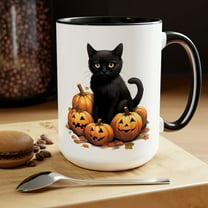 11oz Black Cat Halloween Mug, Black Cat Pumpkin Mug, Halloween Cat Gift, Halloween Mug, Black Cat Owner Mug, Black Cat Lovers, Pumpkin Mug