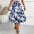 thumbnail image 6 of bbyeadc Blue Midi Skirts for Women Spring Tiered Elastic High-Waist Long Skirt Comfy Drawstring Pleated Skirts Women Midi Length Casual Western Holiday Skirt, Navy L, 6 of 7
