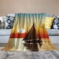 thumbnail image 2 of Creowell Sailboat Ocean Sunset Flannel Throw Blanket for Sofa Couch All Seasons Cozy Outdoor Travel Blanket, Lightweight Desk Blanket for Work Chair, Excellent Hand Feel Blanket 50x60in, 2 of 6