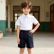 thumbnail image 5 of Odeerbi Niños 2 Piezas Caballero Traje Formal Preppy Vestido de Manga Corta Camisa y Traje Pantalones Cortos Conjunto de Uniforme Escolar, 5 of 9