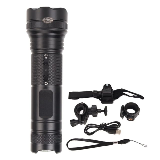 Linterna LED cámara 1080P IP66 impermeable 5 modos de iluminación linterna grabadora de vídeo con brújula para casco bicicleta