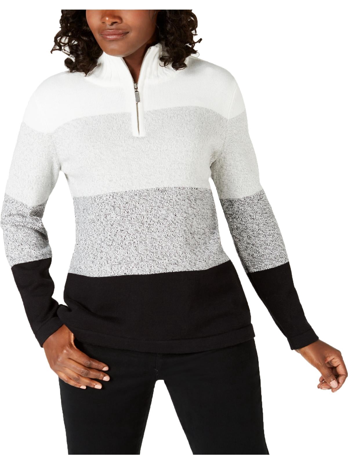 Karen Scott Womens Mock Neck 1/4 Zip 