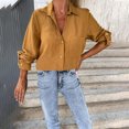thumbnail image 2 of Virmaxy Womens Blouses Long Sleeve Shirt Women Casual Fashion Solid Color Button T-Shirt Long Sleeves One Shoulder Top Blouse Tops Yellow-2 XXL, 2 of 6