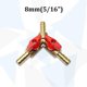thumbnail image 5 of 3-way Tee Brass Y Shut Off Ball Valve 5/16 8mm Barb Fuel Gas Oil/valve Clamp(gold+red)(1pcs), 5 of 5
