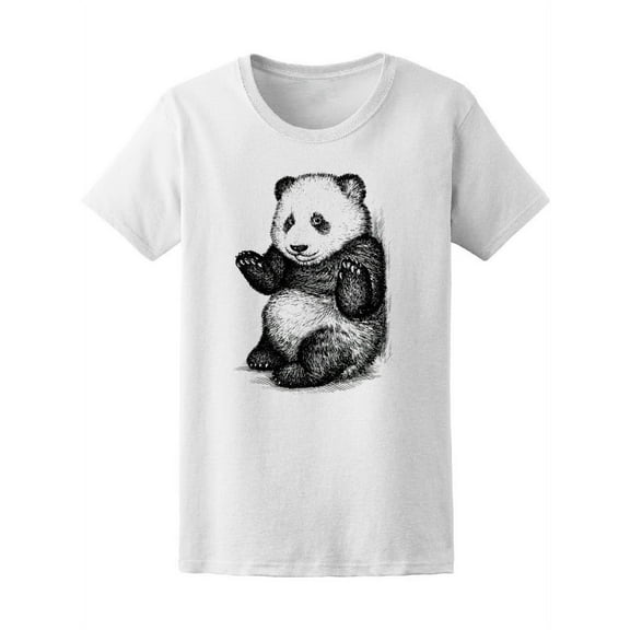 B&W Surprised Panda T-Shirt Women -Image by Shutterstock, Female Large