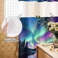 thumbnail image 2 of No Hook Shower Curtain with Built-in Rings - Aurora Night Sky Washable Waterproof Fabric Bathroom Curtains for Hotel,Rentals, Stall 36 X 78 Inch , Nature Scenery, 2 of 9